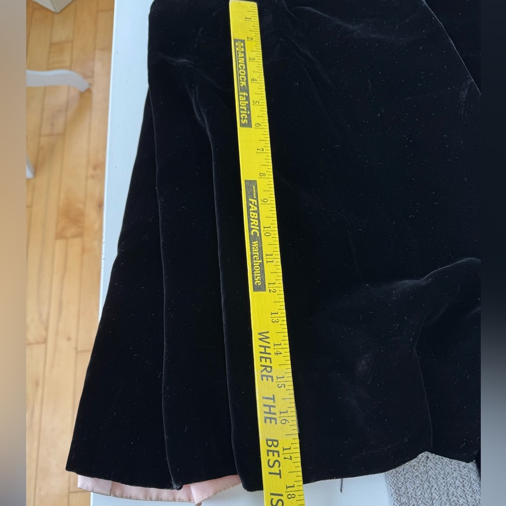 Vintage Black Velvet Tie Neck Ankle Length Dress Coat Size Small - Picture 14 of 15